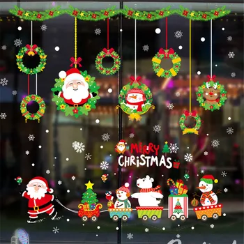 2019 nya Merry Christmas Santa Claus Hushåll väggdekaler Festival Dekaler Santa Väggmålningar Windows Dekorationer för att Handla Inredning c912