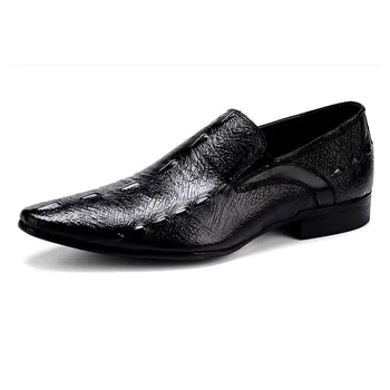 2019 Nya Män Passa Enda Skor Brittiska Dermis Krokodil Verksamhet Storlek Skor för Män verkligen genunine läder skor