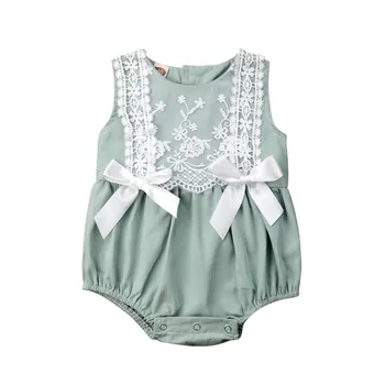2019 Nya Sommar Söta Flickor Kläder Baby Lace Sparkdräkter Barn Spädbarn Jumpsuits Ruffle Romper Baby Princess Födelsedagsfest Outfit