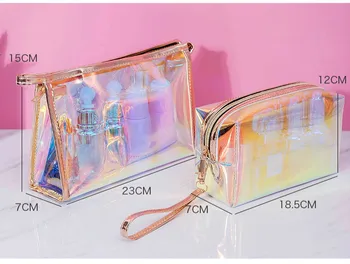 2020 Damer laser kosmetisk påse transparent TPU-hona förvaringsväska vattentät kosmetiska väska mode bärbar resor kvinnliga väska