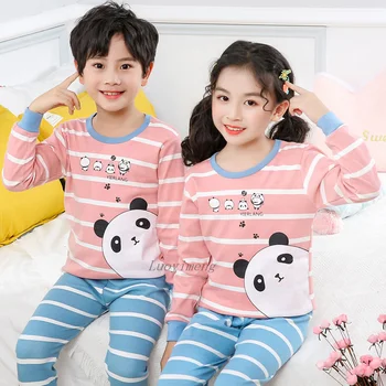 2020 Höst Vinter Kids Pyjamas Set Flicka Pojke Kläder Pyjamas Flickor Pijamas Baby Pojkar Flickor långärmad T-tröja+Byxor 2st