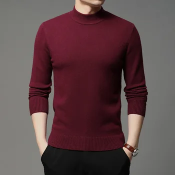 2020 Hösten och Vintern Nya Män Polotröja Tröja Tröja Mode Solid Färg Tjock och Varm Bottna-Shirt Manliga Kläder Varumärke