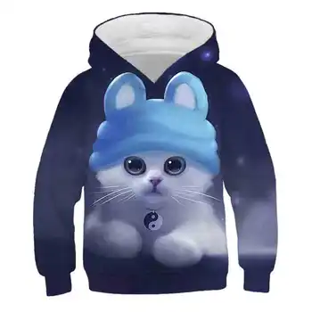 2020 hösten och vintern pojkar och flickor avslappnad 3D-hoodie söt katt panda print barn huvtröja barn bekväm tröja