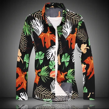 2020 Hösten Våren Kläder Kinesiska Blomma Shirt för Män långärmad Blus Stor Storlek 6XL 7XL Skriva Stranden Casual För Man