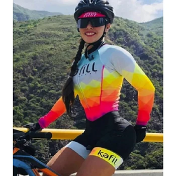 2020 Kafitt kvinnor lång skinsuit set gel tunn pad Professionell cykling kläder triathlon macaquinho ciclismo feminino jumpsuit