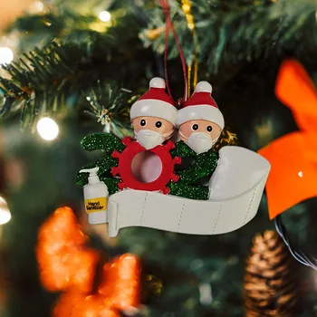 2020 Karantän Jul Dekoration Eller Personlig Hängande Prydnad Pandemi -Sociala Partiet tar Avstånd Santa Claus med Mask