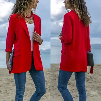 2020 Mode För Kvinnor Lady Passar Business Casual Jackor Lång Ärm Fast Koftor Jacka Coat Outwear Kläder