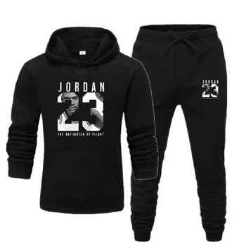 2020 Män Hooded Jacket Jordan 23 Sportkläder Pullover Hoodie Ull + Jogging Sport Byxor för Män Tröja Basket Uniform