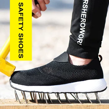 2020 Män Stövlar Män skyddsskor Stål Tå Konstruktion skyddsskor Lätt 3D-Stötsäker Arbete Sneaker Skor För Män