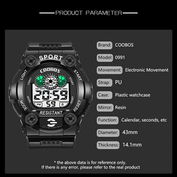 2020 Mäns Klockor Multifunktion LED Digital Klocka Mode Klocka för Män Utomhus Sport Vattentätt armbandsur Relogio Masculino