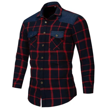 2020 new hög kvalitet skjorta Märke bomull business casual pläd män shirt i Bomull med lång ärm shirt män camisa masculina