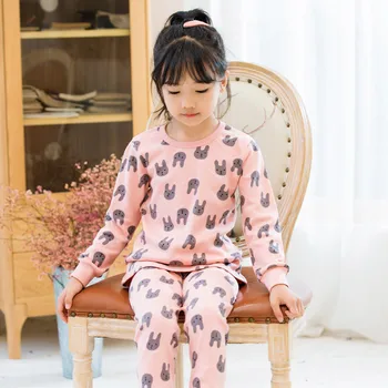 2020 Nya Bomull Barnens Pyjamas Set Vintern Varm Barn och tjejer Flickor Killar Kläder Tecknade Barn Sleepwear Lång Ärm Toppar Byxor 2st