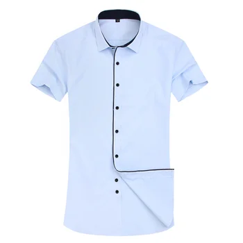 2020 NYA Casual Män kortärmad Skjorta Slim Fit Design Stil Manliga Sociala Företag Klänning Skjortor med Hög Kvalitet Kläder 4XL