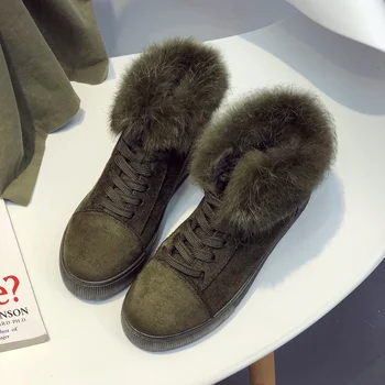 2020 nya Kvinnor skor Vinter Snö Stövlar Varma Päls Plysch Lady Casual Skor Lace Up Mode Sneakers Zapatillas Mujer Plattform