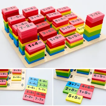 2020 Nya Montessori Pedagogiska leksaker i Trä Matematiska Leksaker för Barn Domino 3-4-5-6-7-8 År Gamla Spel Roliga Presenter Barn