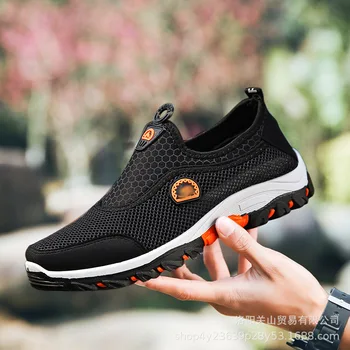 2020 Nya Sommar Mesh Sko Sneakers För Män Skor som Andas för Män Casual Skor Slip-on Manliga Skor Loafers Casual Promenader 39-45