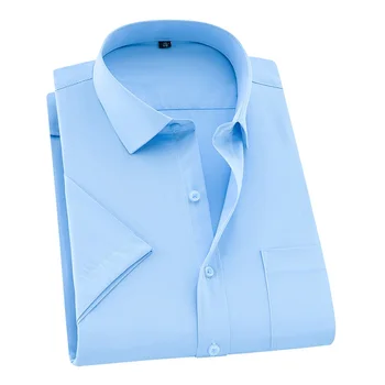 2020 Nya Sommar Plus Size Män Short Sleeved Shirt Fast Twill Affärs-Shirt Manliga Kläder Storlek 5XL 6XL 7XL 8XL DS252