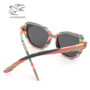 2020 Nytt Mode Färgglada Bambu Trä-Nörd Unisex Solglasögon Färg Ram Solglasögon