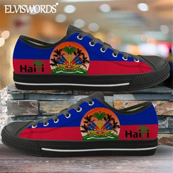 2020 Nytt Mode Haiti Flaggor Canvas Skor för Kvinnor Casual Utomhus Bekväma Vulkaniserat Skor Cool Män Kvinnor Sport Skor