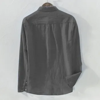 2020 Plus Size Män Baggy Fast Sängkläder i Bomull med Lång Ärm Knappen Pocket Shirts M-3xl Sommaren Camisa Masculina Camisas Hombre