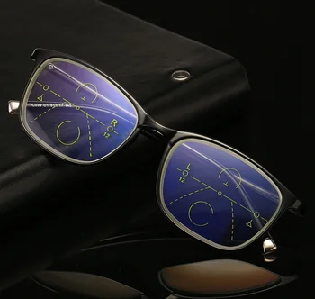 2020 retro se mycket nära sight TR90 Progressiva läsglasögon män smart zoom anti-blå multifokala Presbyopi Glasögon kvinnor 1.5