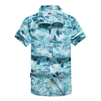 2020 Sommaren Casual Hawaii Skjorta Män kortärmad Utskrift Stranden Mens Skjortor M-5XL