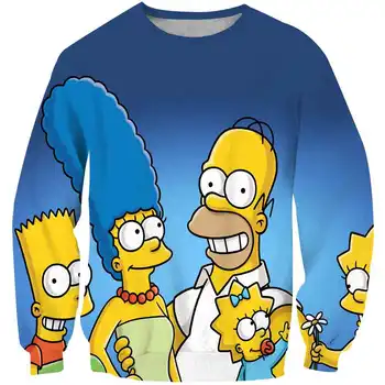 2020 Trendiga Tecknad Hoodies Simpsons 3D-Utskrivna Pojke kläder Casual Tröja Tröja Hip Hop Tröja Streetwear Toppar