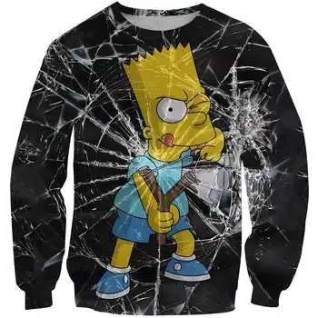 2020 Trendiga Tecknad Hoodies Simpsons 3D-Utskrivna Pojke kläder Casual Tröja Tröja Hip Hop Tröja Streetwear Toppar