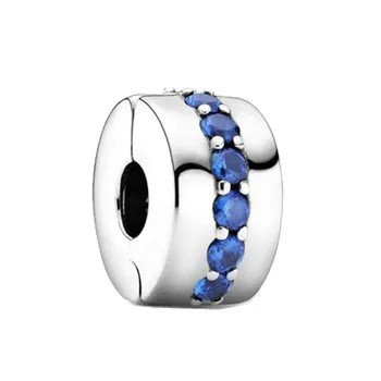 2020 Vintern Nya 925 Sterling Silver Pärlor Blå Lysande Klipp Charm passar Ursprungliga Pandora Armband Jul Smycken