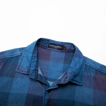 2020 VISADA JAUNA Ny Vår Avslappnad Denim långärmad Shirt för Män Blå Jeans-Shirts Mode Regular Fit Big Size