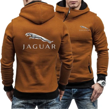 2020 Våren Hösten nya Män Hoodie Jaguar Bil Logo Print Casual Diagonal dragkedja Sweatshirts Man Luvtröja Kläder män A01