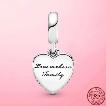 2021 Nya 925 Sterling Silver Kärlek Gör En Familj Hjärtat Dingla Charm passar Pandora Berlock Armband Halsband örhängen Smycken