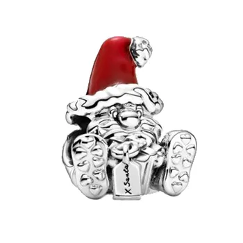 2021 Vintern Nya 925 Sterling Silver Pärlor Christmas Santa Charm passar Ursprungliga Pandora Armband Jul Smycken