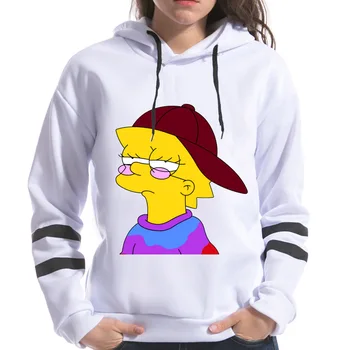2021 Våren Kvinnor Hoodies XPS Skriva Hip Hop Sweatshirts Harajuku Kvinnliga Lång Ärm Simpsons Huvtröjor