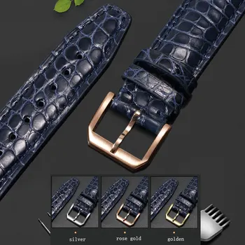 20mm 21mm 22mm Kvalitet Alligator läder klocka strap svart blå brun hane armband lämplig för IWC