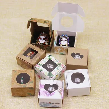 20set vitt papper gåvor godis gynnar box jul box med fönster DIy Handamde Dreamcatcher halsband örhänge ring paket box