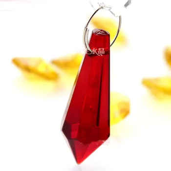 20st/mycket 36mm Maskinen Skär Red Icicle Släppa Ljuskrona Prismor Delar Kristall Glas Hängande Lampa För Dekoration+Gratis ringar