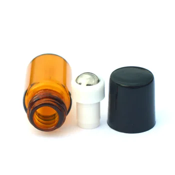 20st Prov Parfym Amber Rulla glasflaska Liten Roll-on Påfyllningsbara Eterisk Olja 2 ml Flaska med Metall Rulle Plast Cap