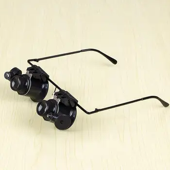 20X Glasögon Typ Förstoringsglas, Kikare Titta på Reparation Verktyg Med Två LED-Lampor För Tidningen att Läsa High Definition Eye Lupp Glas