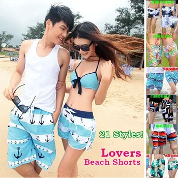 21 mönster! Fashion lovers beach shorts par män kvinnor beach byxor för Älskare stammen L-XXL 2st grossist Fri frakt