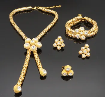 24K guld smycken uppsättningar Tröja kedja afrikanska stora smycken uppsättningar kvinnor Tröja kedja halsband smycken som grossist bröllop smycken