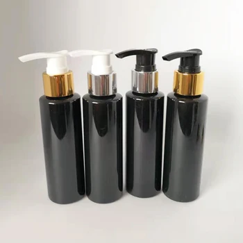 24ps/hel Flaska Lotion 100ml Black Schampo PET-Flaska för Gel Med Guld Silver Lotion Dispenser Kosmetiska behållare