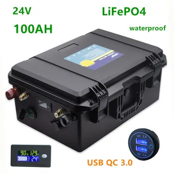 24v 100ah Lifepo4 batteri 24V lifepo4 100AH litium batteri vattentät batteri uppladdningsbart för båt motor,inverter