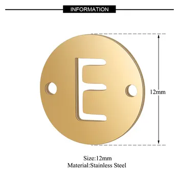 26pcs/mycket Rostfritt Stål 12mm Guld Färg Alfabetet Form A-Z DIY Initialer Charms-Kontakter Två Hål för Smycken Gör