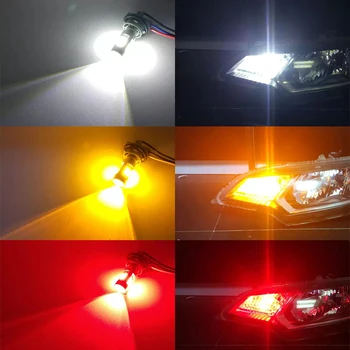 2x T25 3157 W21/5W 7443 PY21W Bil LED-Signal Lampa Svans sin Tur Omvänd Backup Sluta DRL Lampa Röd Vit Amber 12V 21SMD