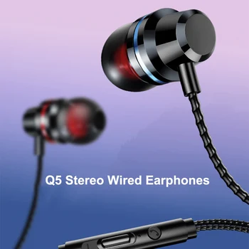 3,5 MM Jack Fast Stereo Hörlurar In-Ear-3,5 MM Trådbundna Hörlurar Metall HIFI-Hörlur Med MIKROFON För Xiaomi Huawei Samsung-Telefoner