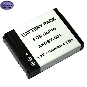 3,7 V 1100mAh 4.1 Wh AHDBT-001 Action Kamera Batteri Till GoPro Hero 1 2 AHDBT-001 Sport Kamera Batteri för Go Pro Tillbehör