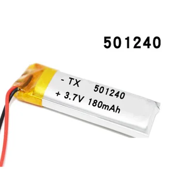 3,7 V 180mAh 501240 051240 Li-Polymer Uppladdningsbart Batteri för MP3-MP4 GPS Bluetooth Hörlurar Elektronisk skala leksaker Litium-Celler