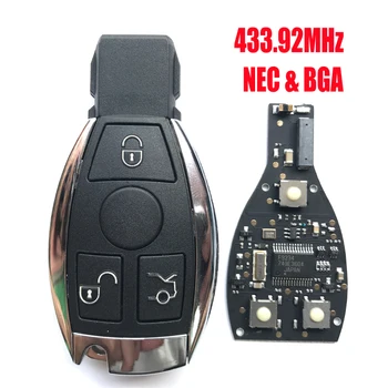 3 Knappen 433,92 MHz Smart Remote Viktiga För Mercedes Benz 2000+ Stöd NEC och BGA bilnyckel Med Uncut små blad