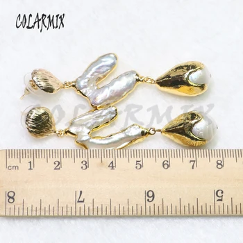 3 par double pearl örhängen släppa pärla sten Pärlor sten smycken, pärlor smycken för kvinnor krok örhänge eller 9081